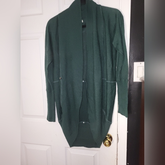 Dark Green Open Front Cardigan - Picture 3 of 3